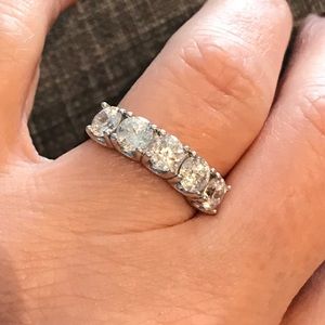 5 Round CZ & Sterling Silver Ring, Size 7